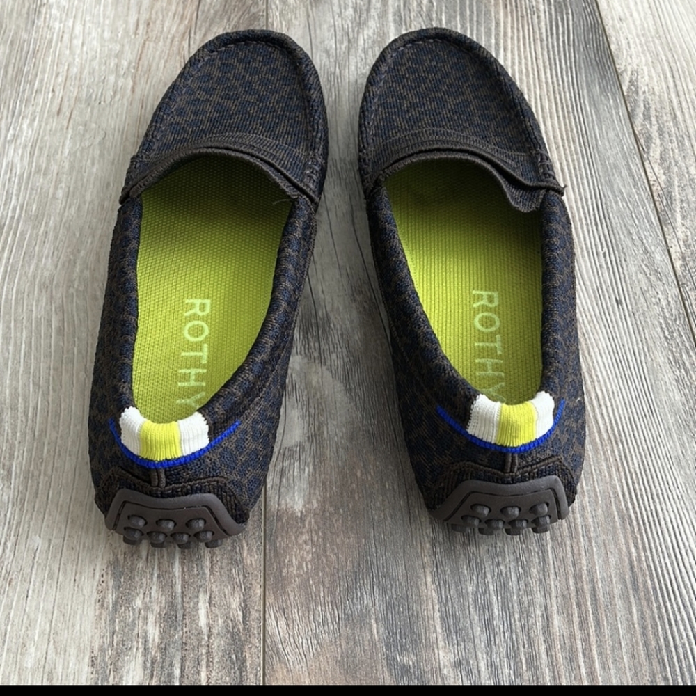 Rothy's The Driver, Chocolate Spot Brown Loafers Shoes Limited Edition Size 8